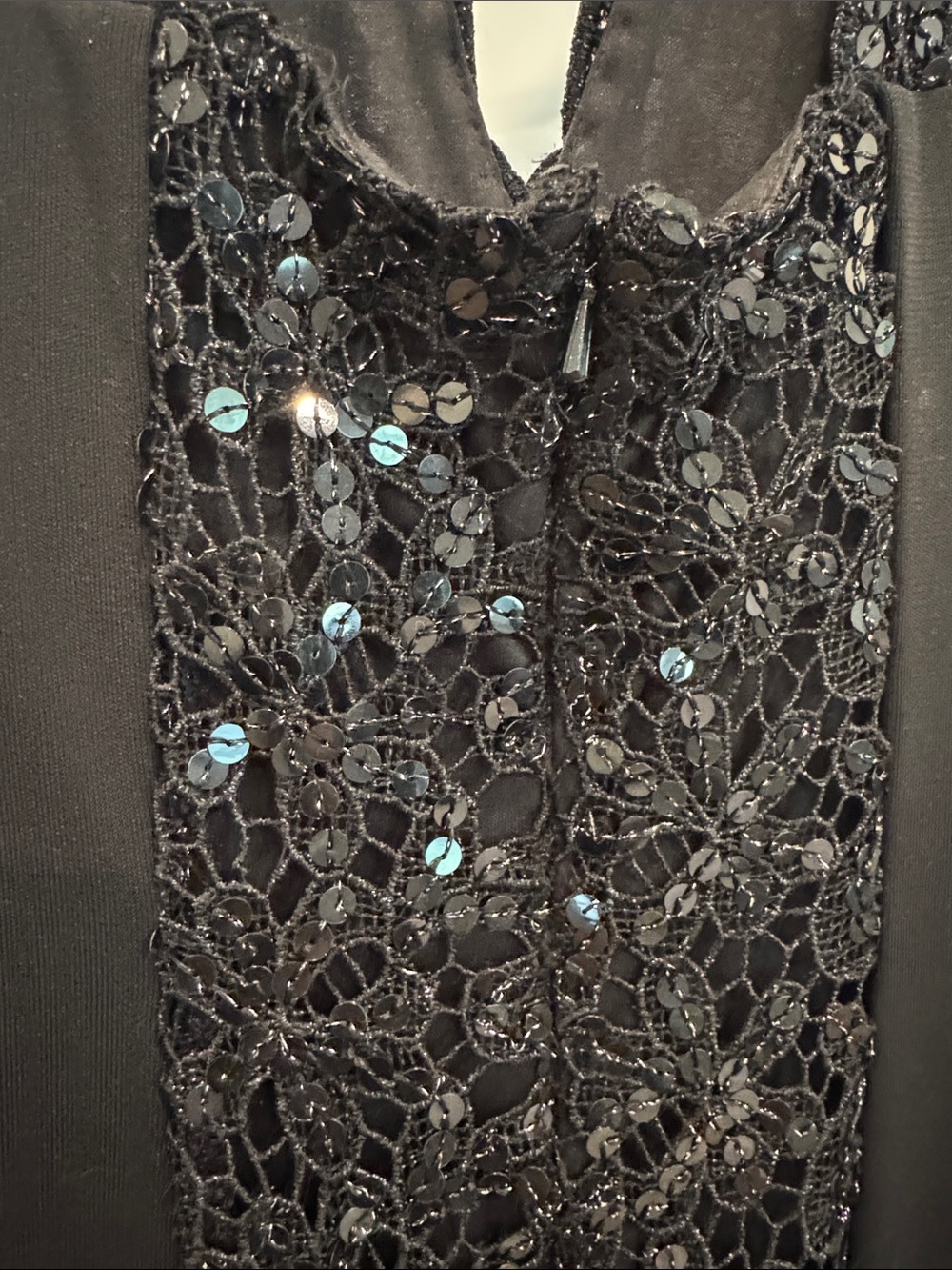 Vintage Jovani Black Beaded Lace V-Neck Evening Gown - Picture 5 of 10